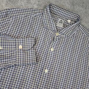 Finamore Napoli Shirt Mens 17 43 Micro Gingham 1925 Cucita a Mano Made in Italy